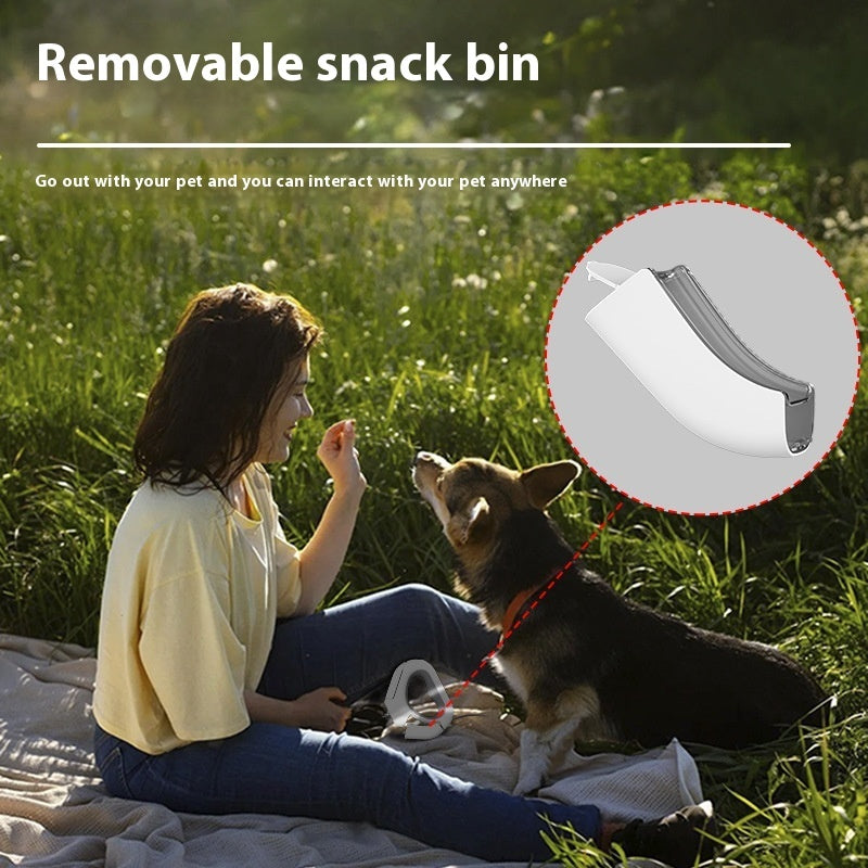 KFX-8705597 Pet Leashing Device with Snack Bin and Spotlight Feature - White Plastic Design