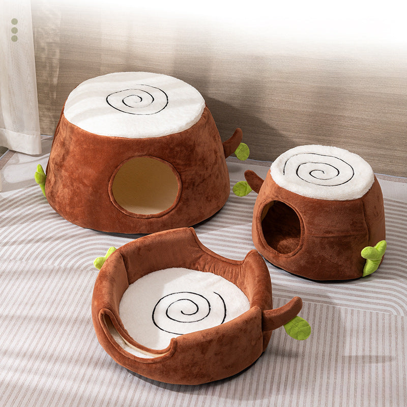 KFX-8705853 Transformable Double-Layer Cat Nest and Tree Stump Design for Versatile Pet Comfort