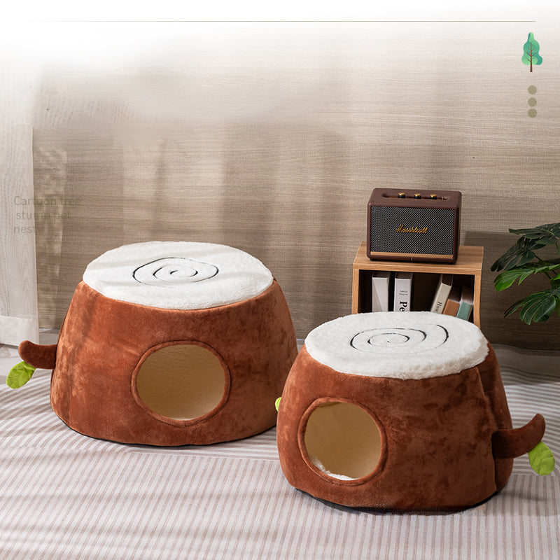 KFX-8705853 Transformable Double-Layer Cat Nest and Tree Stump Design for Versatile Pet Comfort