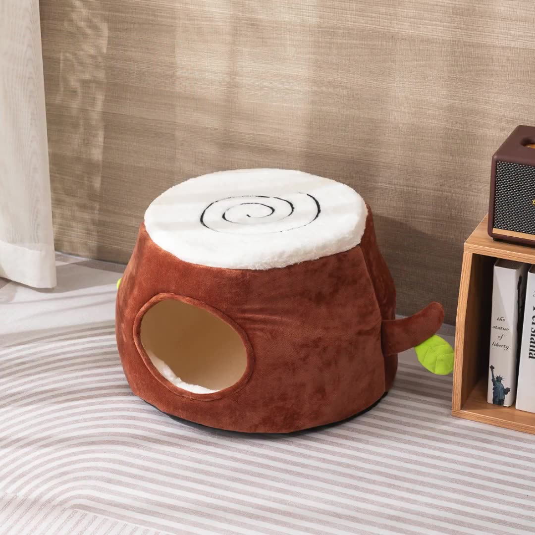 KFX-8705853 Transformable Double-Layer Cat Nest and Tree Stump Design for Versatile Pet Comfort
