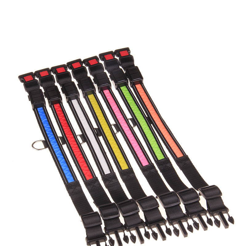 KFX-8707773 Solar LED Light-Up Dog Collar with USB Rechargeable Feature, Multiple Colors Available