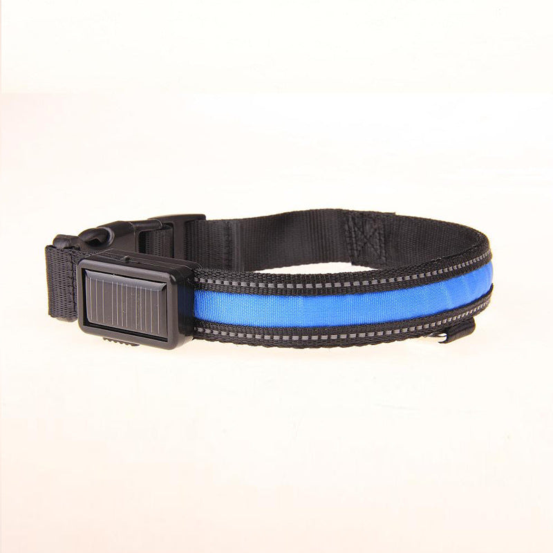 KFX-8707773 Solar LED Light-Up Dog Collar with USB Rechargeable Feature, Multiple Colors Available