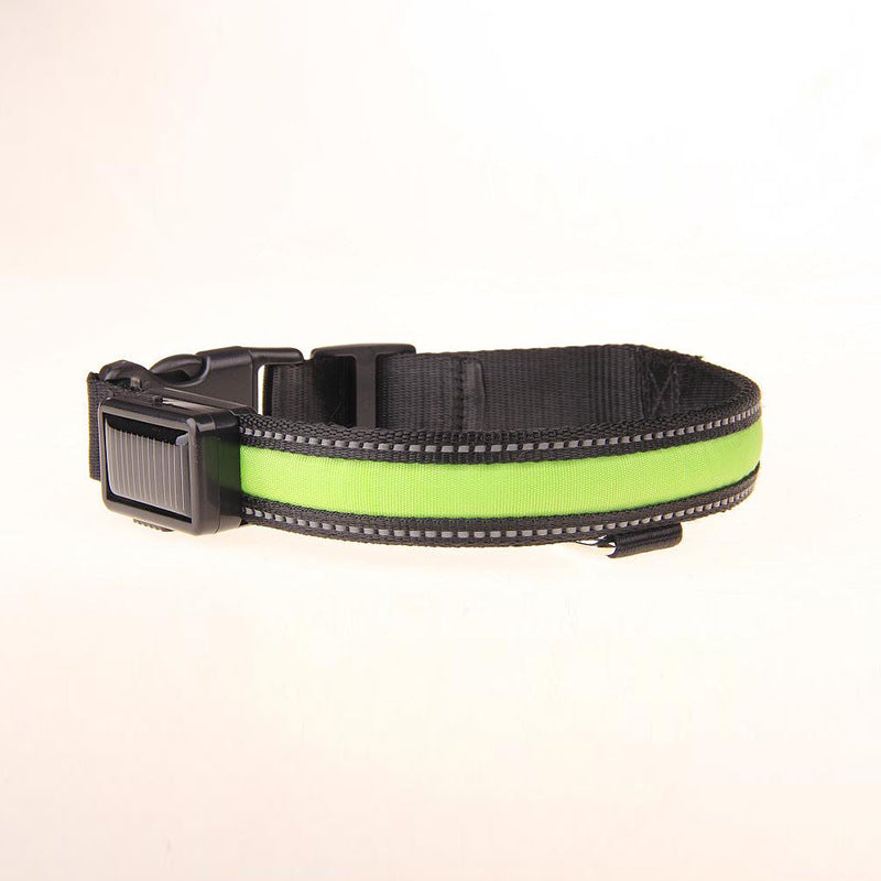 KFX-8707773 Solar LED Light-Up Dog Collar with USB Rechargeable Feature, Multiple Colors Available