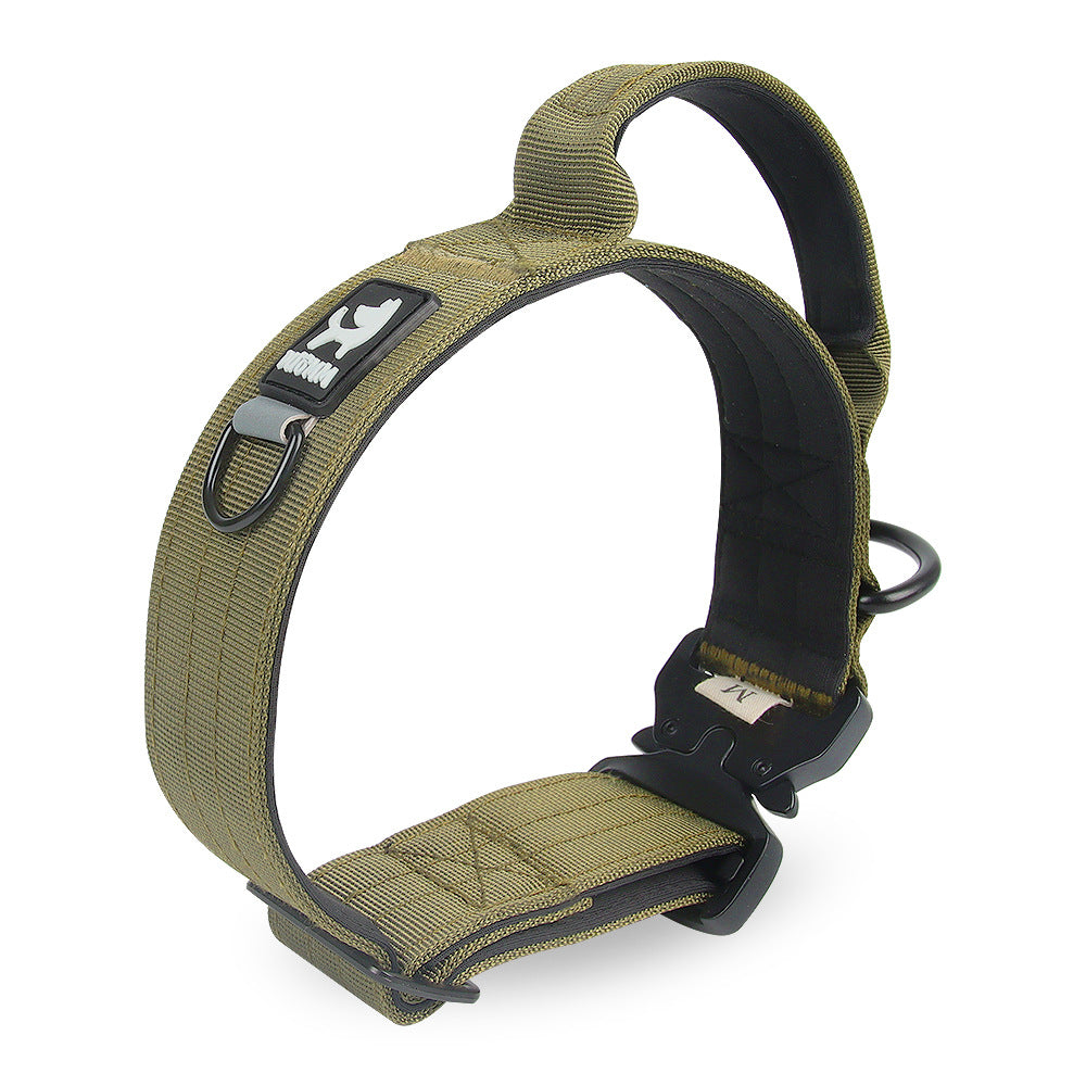KFX-8713533 Adjustable Tactical Dog Collar for Medium and Large Breeds - Nylon Material, Available in Black, Gray, Army Green, and Khaki