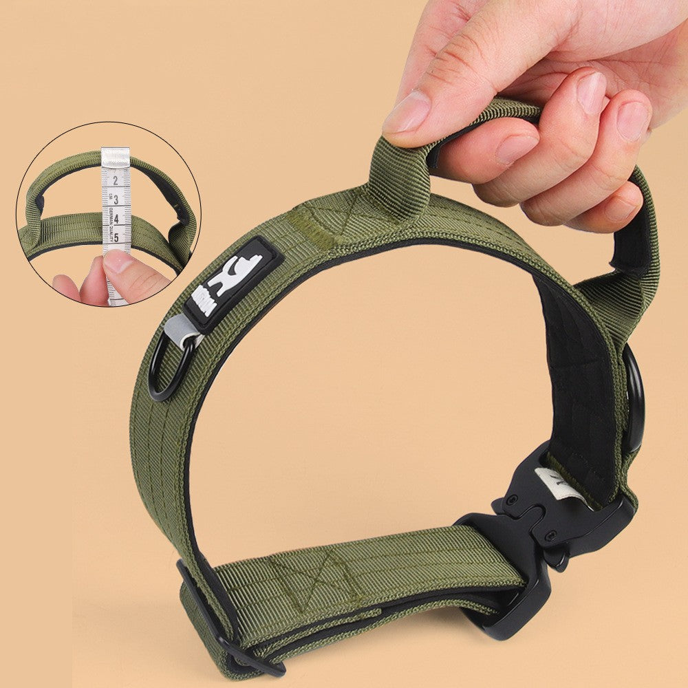 KFX-8713533 Adjustable Tactical Dog Collar for Medium and Large Breeds - Nylon Material, Available in Black, Gray, Army Green, and Khaki