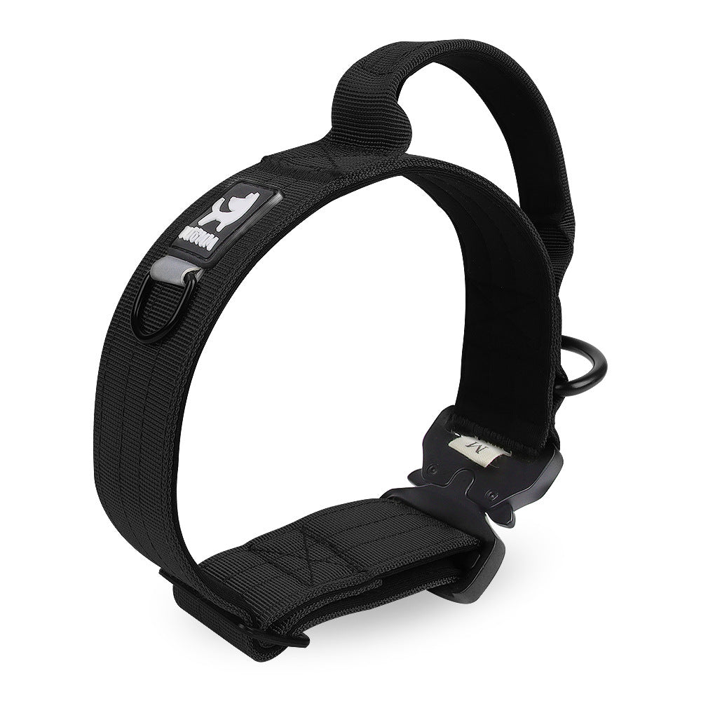KFX-8713533 Adjustable Tactical Dog Collar for Medium and Large Breeds - Nylon Material, Available in Black, Gray, Army Green, and Khaki