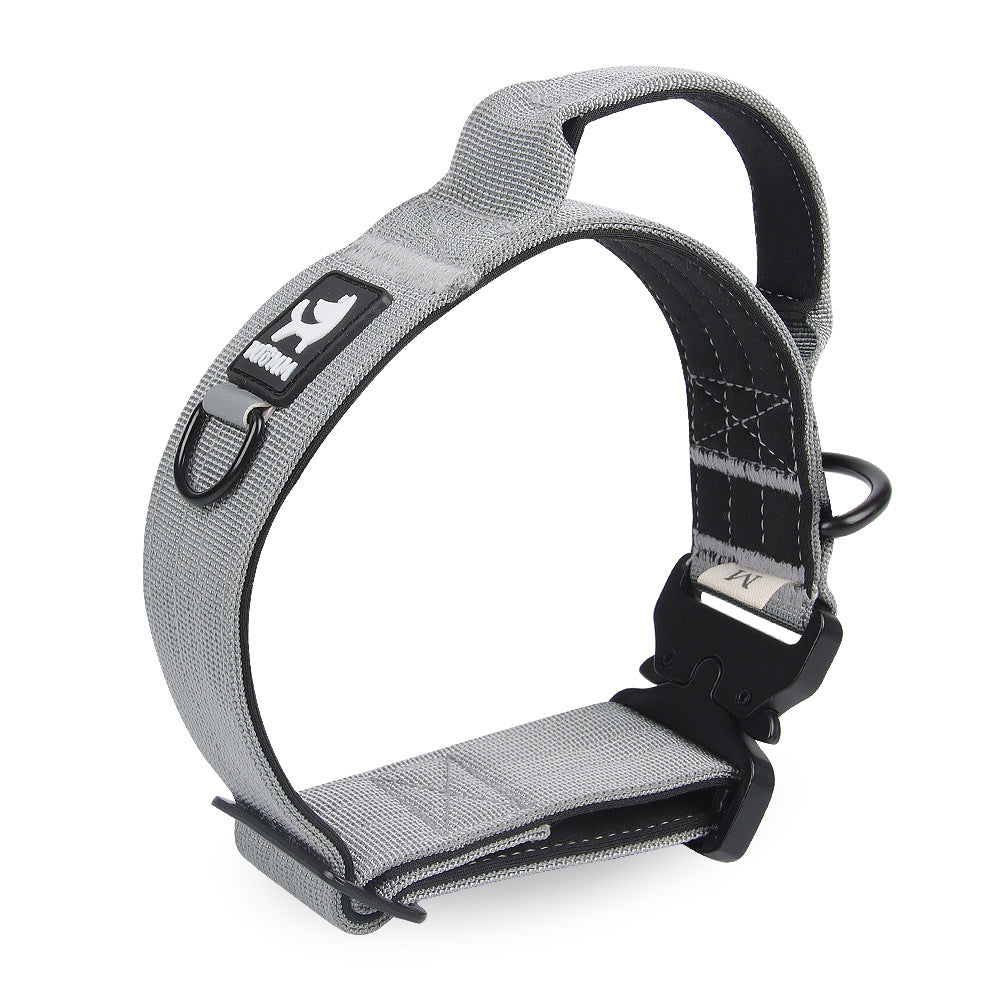 KFX-8713533 Adjustable Tactical Dog Collar for Medium and Large Breeds - Nylon Material, Available in Black, Gray, Army Green, and Khaki