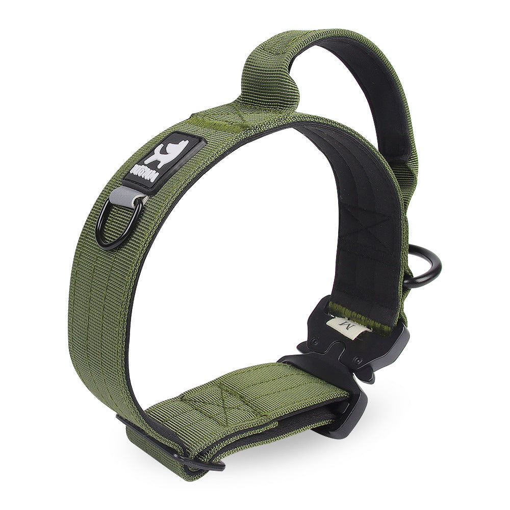 KFX-8713533 Adjustable Tactical Dog Collar for Medium and Large Breeds - Nylon Material, Available in Black, Gray, Army Green, and Khaki
