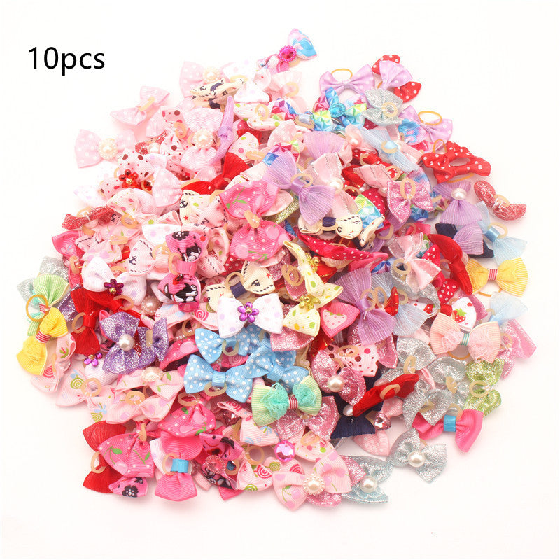 KFX-8713789 Pet Bow Headbands Set - 10pcs Polyester Accessories for Pets