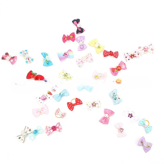 KFX-8713789 Pet Bow Headbands Set - 10pcs Polyester Accessories for Pets