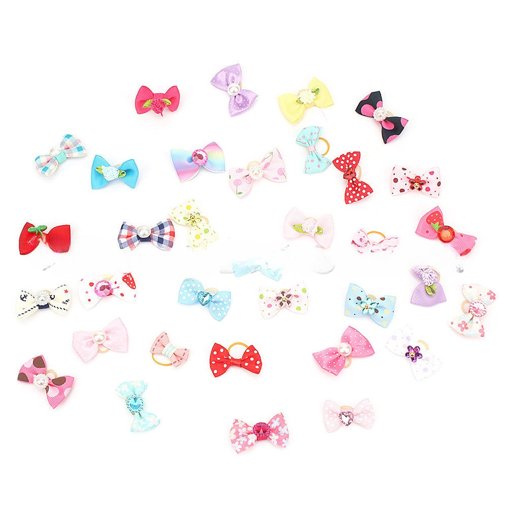 KFX-8713789 Pet Bow Headbands Set - 10pcs Polyester Accessories for Pets