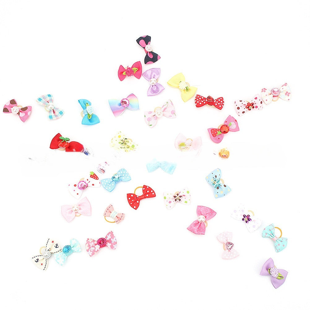 KFX-8713789 Pet Bow Headbands Set - 10pcs Polyester Accessories for Pets