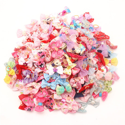 KFX-8713789 Pet Bow Headbands Set - 10pcs Polyester Accessories for Pets