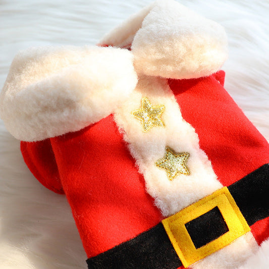 KFX-8713917 Christmas Star Jacket for Small Dogs - Woolen Cloth in Red, Sizes XS to XL