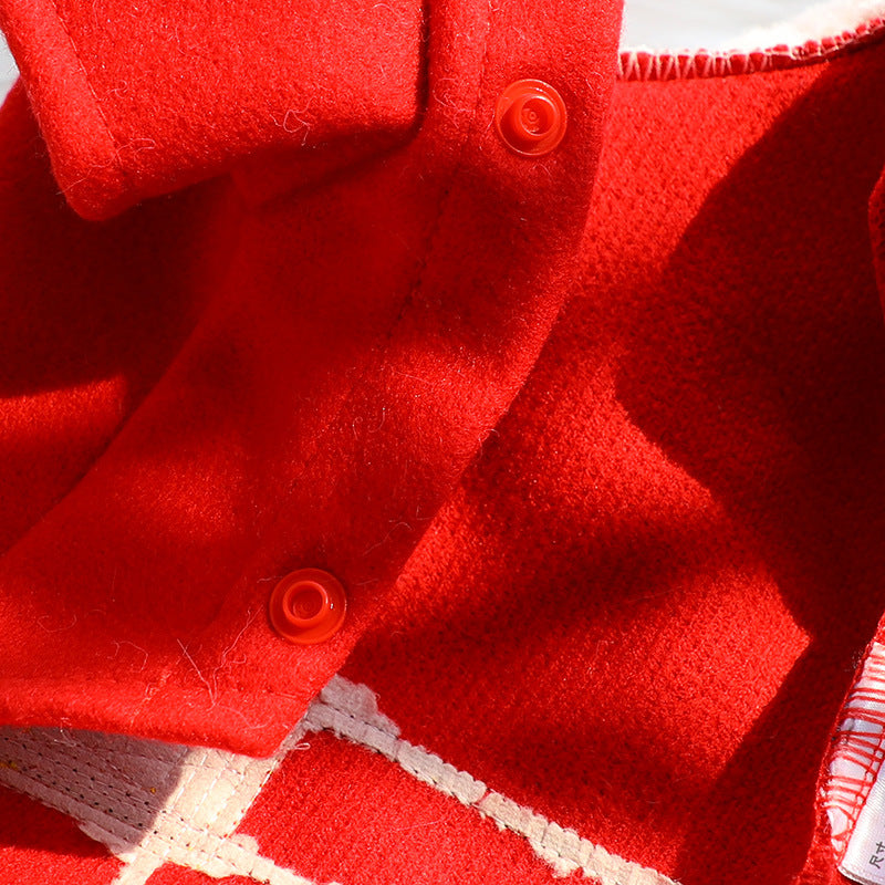 KFX-8713917 Christmas Star Jacket for Small Dogs - Woolen Cloth in Red, Sizes XS to XL
