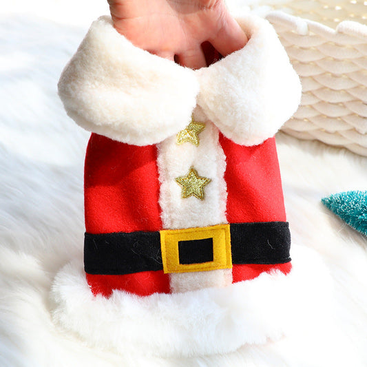 KFX-8713917 Christmas Star Jacket for Small Dogs - Woolen Cloth in Red, Sizes XS to XL