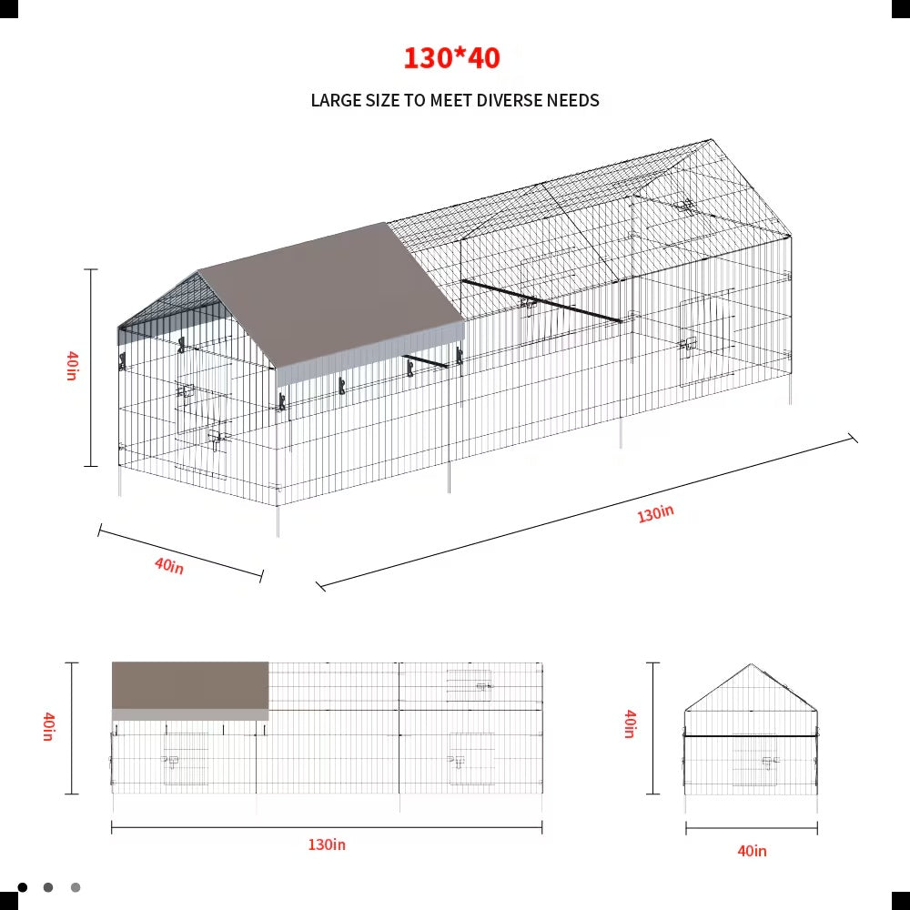 KFX-8715197 Outdoor Metal Chicken Coop for Poultry Farming - Durable Black Gray Design
