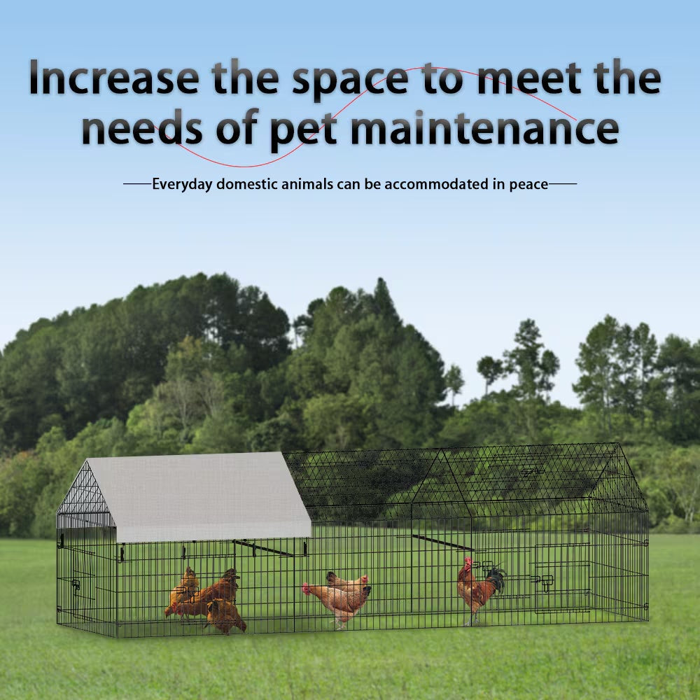 KFX-8715197 Outdoor Metal Chicken Coop for Poultry Farming - Durable Black Gray Design