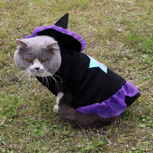 KFX-8715709 Purple Polyester Christmas Wizard Dog Costume - Size S, M, L