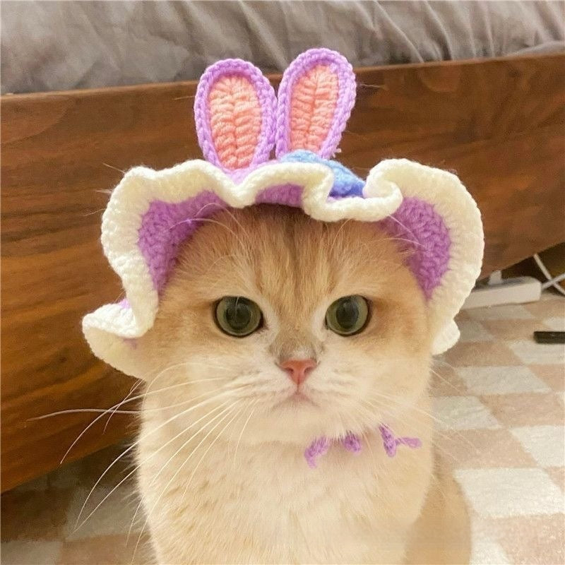 KFX-8716349 Hand-Crocheted Funny Knitted Pet Hats in Various Designs for Cats and Dogs