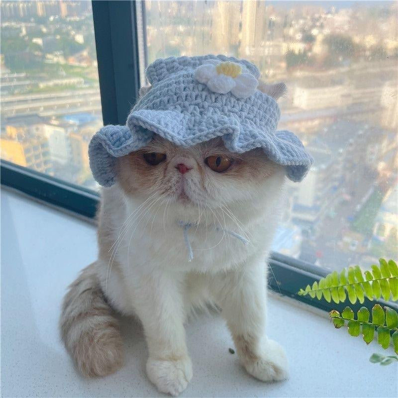 KFX-8716349 Hand-Crocheted Funny Knitted Pet Hats in Various Designs for Cats and Dogs