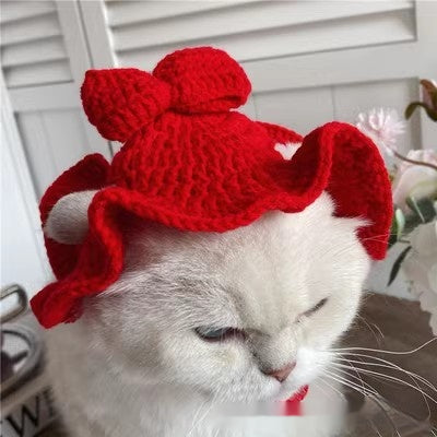 KFX-8716349 Hand-Crocheted Funny Knitted Pet Hats in Various Designs for Cats and Dogs