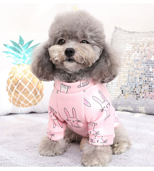 KFX-8716605 Fleece Print Teddy Biped Dress Sweatshirt in Pink Bunny for Cozy Leisure Wear