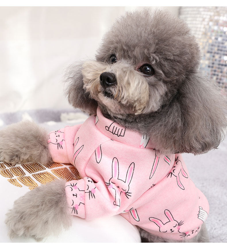 KFX-8716605 Fleece Print Teddy Biped Dress Sweatshirt in Pink Bunny for Cozy Leisure Wear