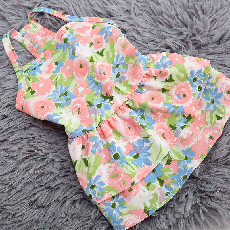 KFX-8718909 Breathable Polyester Skirt for Small Dogs and Cats - Floral and Heart Prints Available