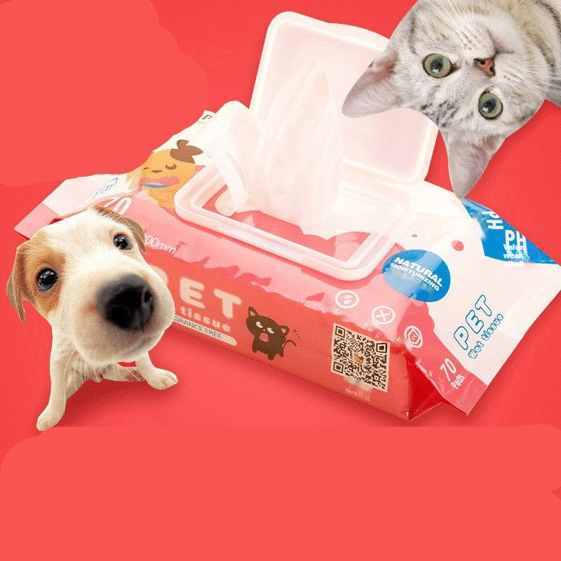 KFX-8719165 Pet Cleaning Wipes for Dogs and Cats - 70 Count Non-Woven Fabric