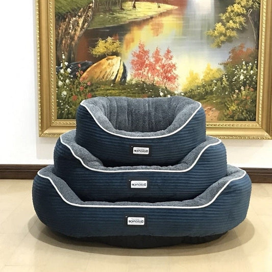 KFX-8721341 Navy Blue Dog and Cat Kennel with Plush Insoles - Iron Wire Pet Nest