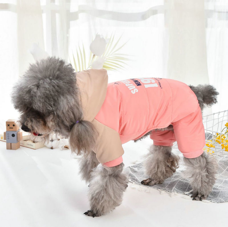 KFX-8721725 Casual Four-Legged Padded Dog Coat in Blue and Pink