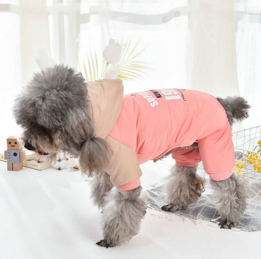 KFX-8721725 Casual Four-Legged Padded Dog Coat in Blue and Pink