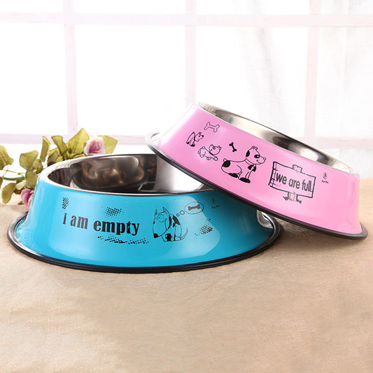 KFX-8723261 Stainless Steel Non-Slip Dog Bowl with Color Printing - Multiple Sizes Available