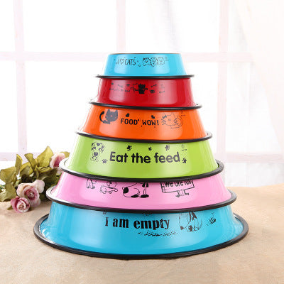 KFX-8723261 Stainless Steel Non-Slip Dog Bowl with Color Printing - Multiple Sizes Available