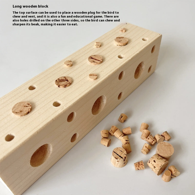 KFX-8727869 Wooden Gnawing Toy for Parrots with Large and Small Plugs