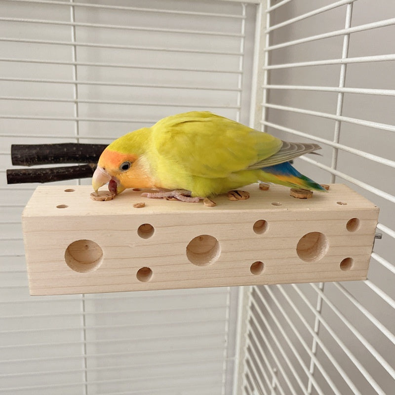 KFX-8727869 Wooden Gnawing Toy for Parrots with Large and Small Plugs