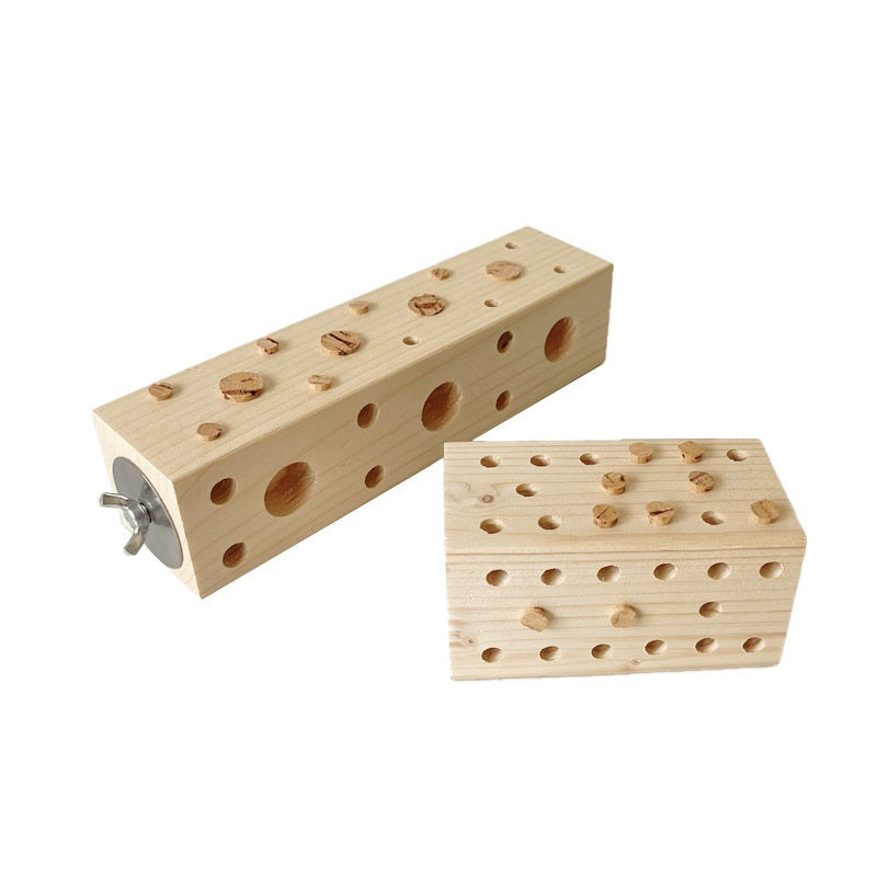 KFX-8727869 Wooden Gnawing Toy for Parrots with Large and Small Plugs