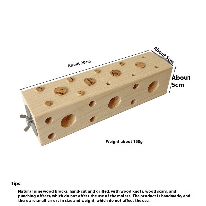 KFX-8727869 Wooden Gnawing Toy for Parrots with Large and Small Plugs