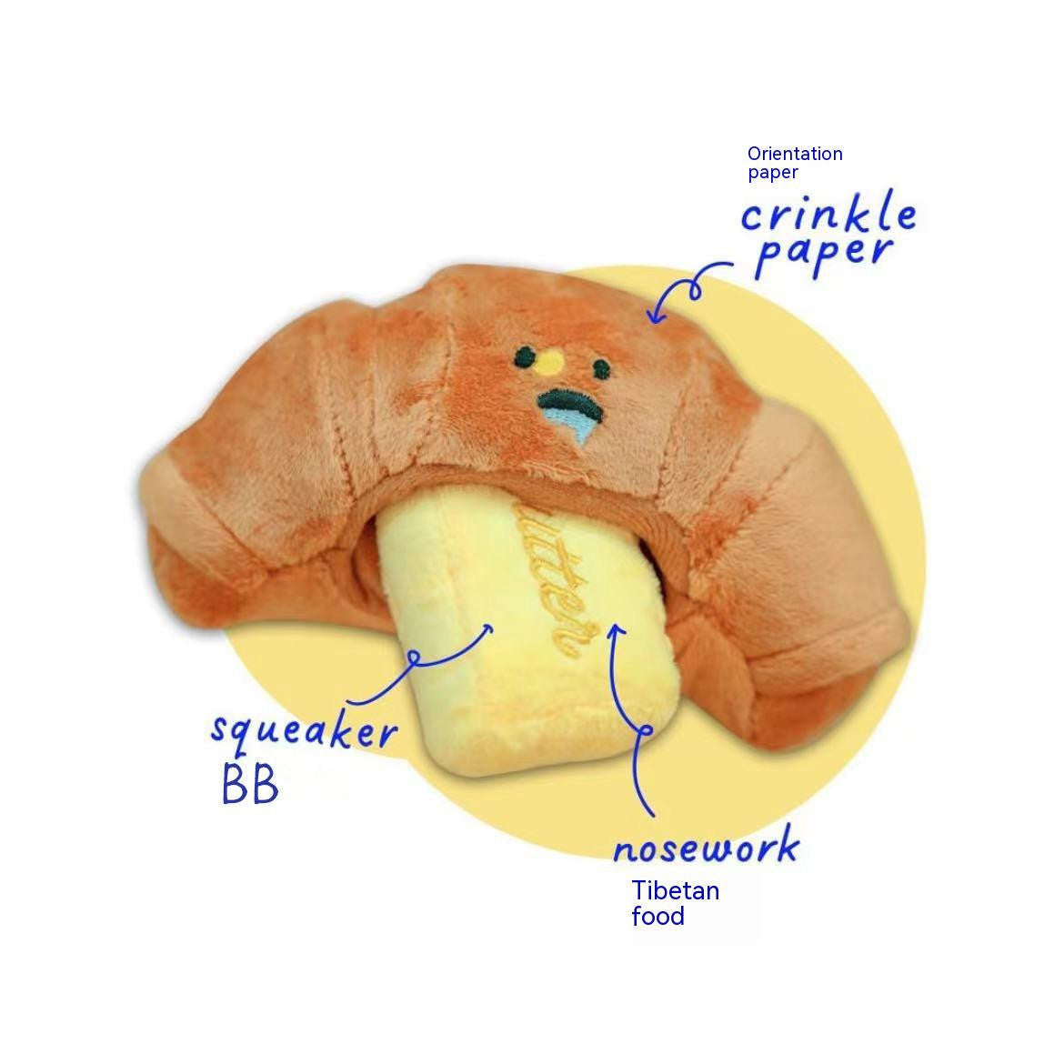 KFX-8732477 Plush Butter Croissant Pet Toy with Sound for Dogs