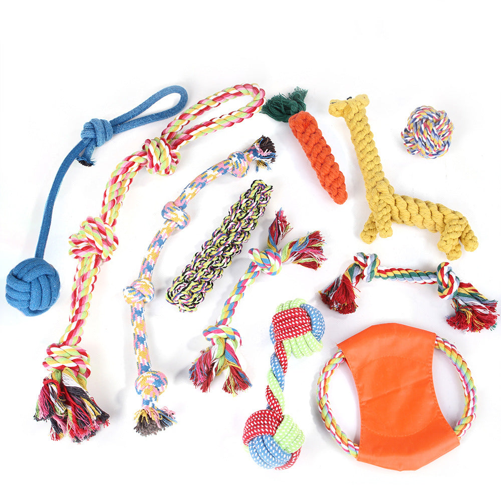 KFX-8733629 Dog Bite-resistant Cotton Rope Knot Toy Set - Multiple Sizes Available