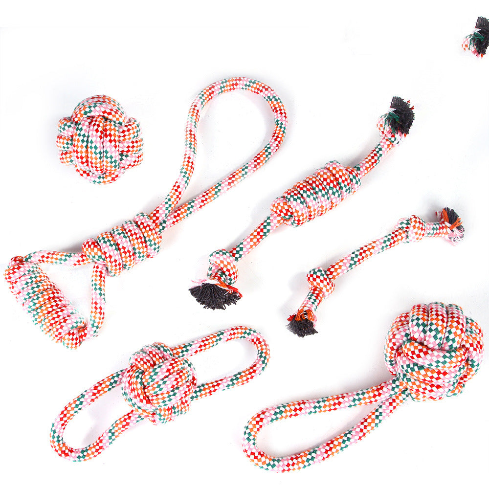 KFX-8733629 Dog Bite-resistant Cotton Rope Knot Toy Set - Multiple Sizes Available