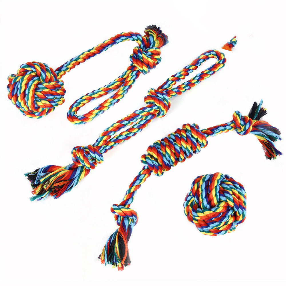 KFX-8733629 Dog Bite-resistant Cotton Rope Knot Toy Set - Multiple Sizes Available