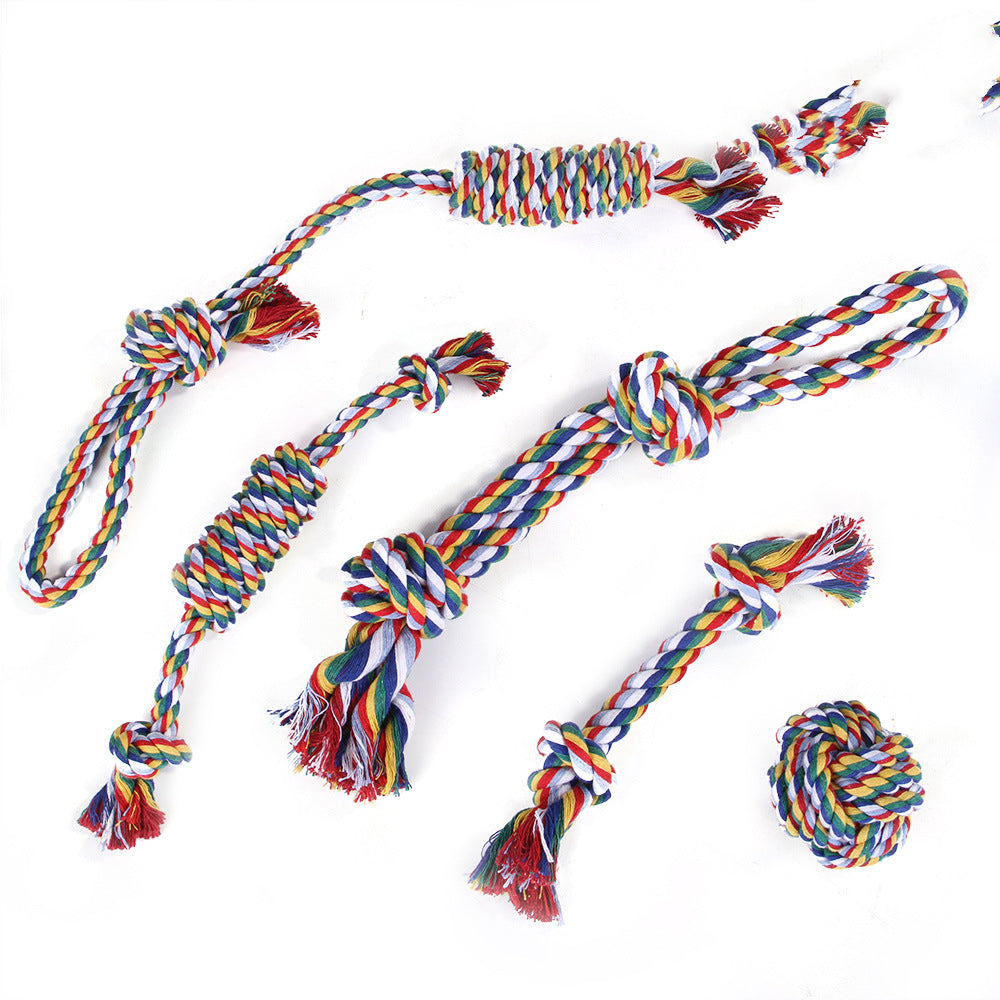 KFX-8733629 Dog Bite-resistant Cotton Rope Knot Toy Set - Multiple Sizes Available