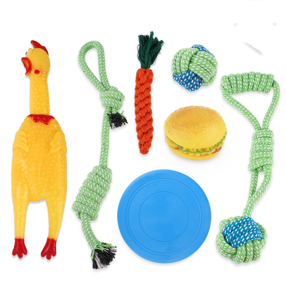 KFX-8733629 Dog Bite-resistant Cotton Rope Knot Toy Set - Multiple Sizes Available
