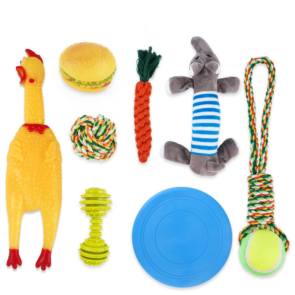 KFX-8733629 Dog Bite-resistant Cotton Rope Knot Toy Set - Multiple Sizes Available