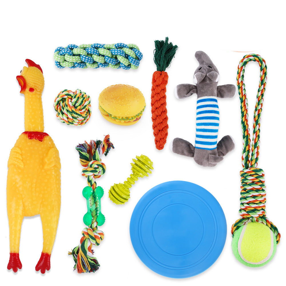 KFX-8733629 Dog Bite-resistant Cotton Rope Knot Toy Set - Multiple Sizes Available