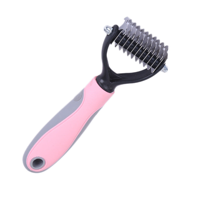 KFX-8734397 Pet Knot Comb with Stainless Steel Teeth - Available in Pink and Blue, Two Sizes