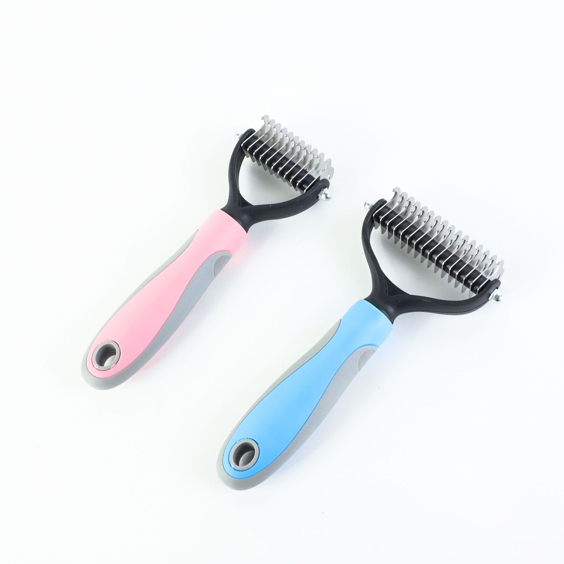 KFX-8734397 Pet Knot Comb with Stainless Steel Teeth - Available in Pink and Blue, Two Sizes