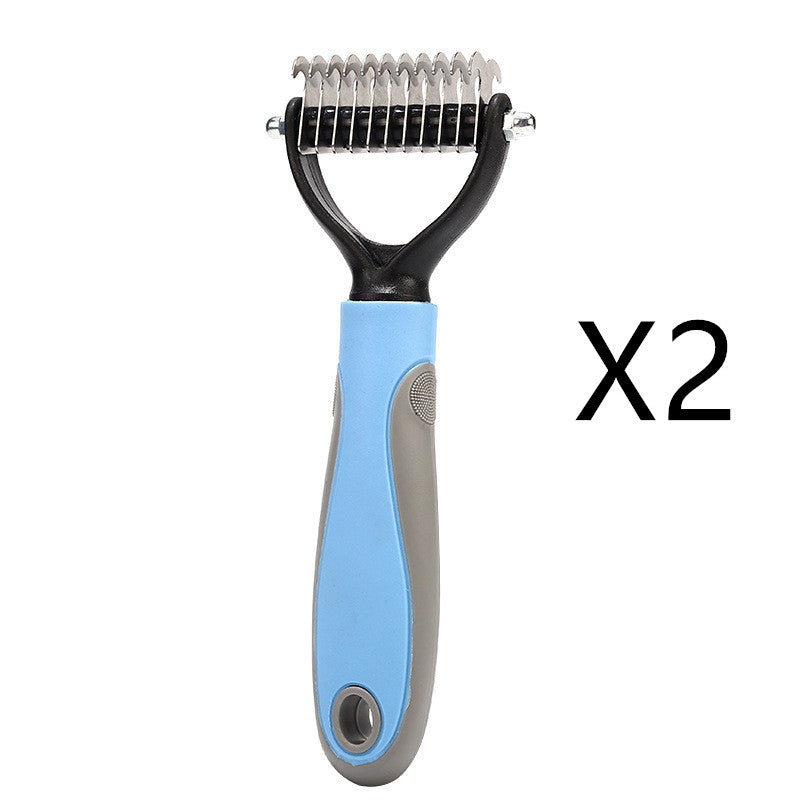 KFX-8734397 Pet Knot Comb with Stainless Steel Teeth - Available in Pink and Blue, Two Sizes